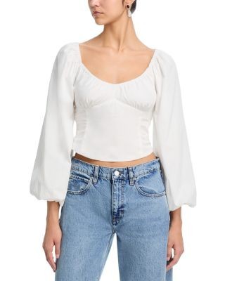 Aqua Bow Back Peasant Top - Exclusive