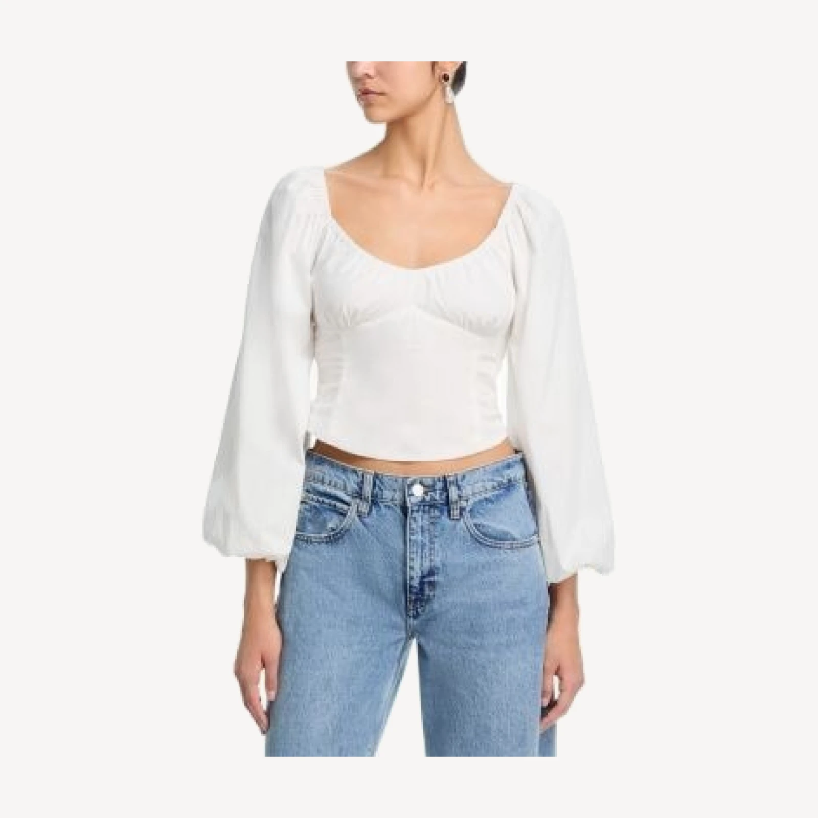 Aqua Bow Back Peasant Top - Exclusive