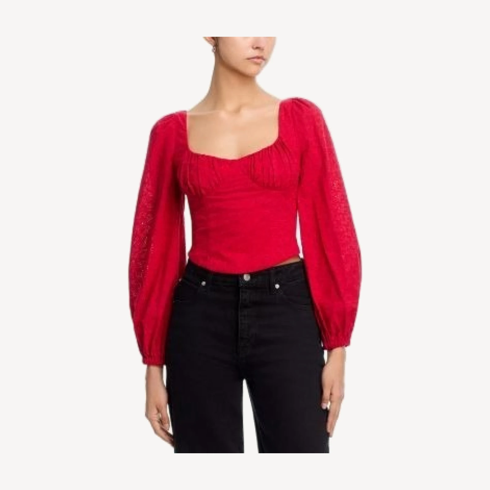 Aqua Embroidered Puffed Sleeve Top - Exclusive