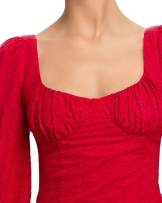 Aqua Embroidered Puffed Sleeve Top - Exclusive