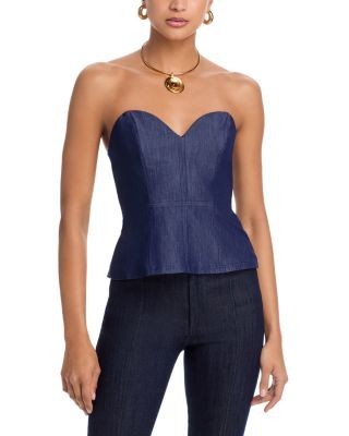 Aqua Denim Bustier Top - Exclusive