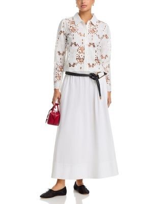 Aqua Lace Crop Long Sleeve Blouse - Exclusive