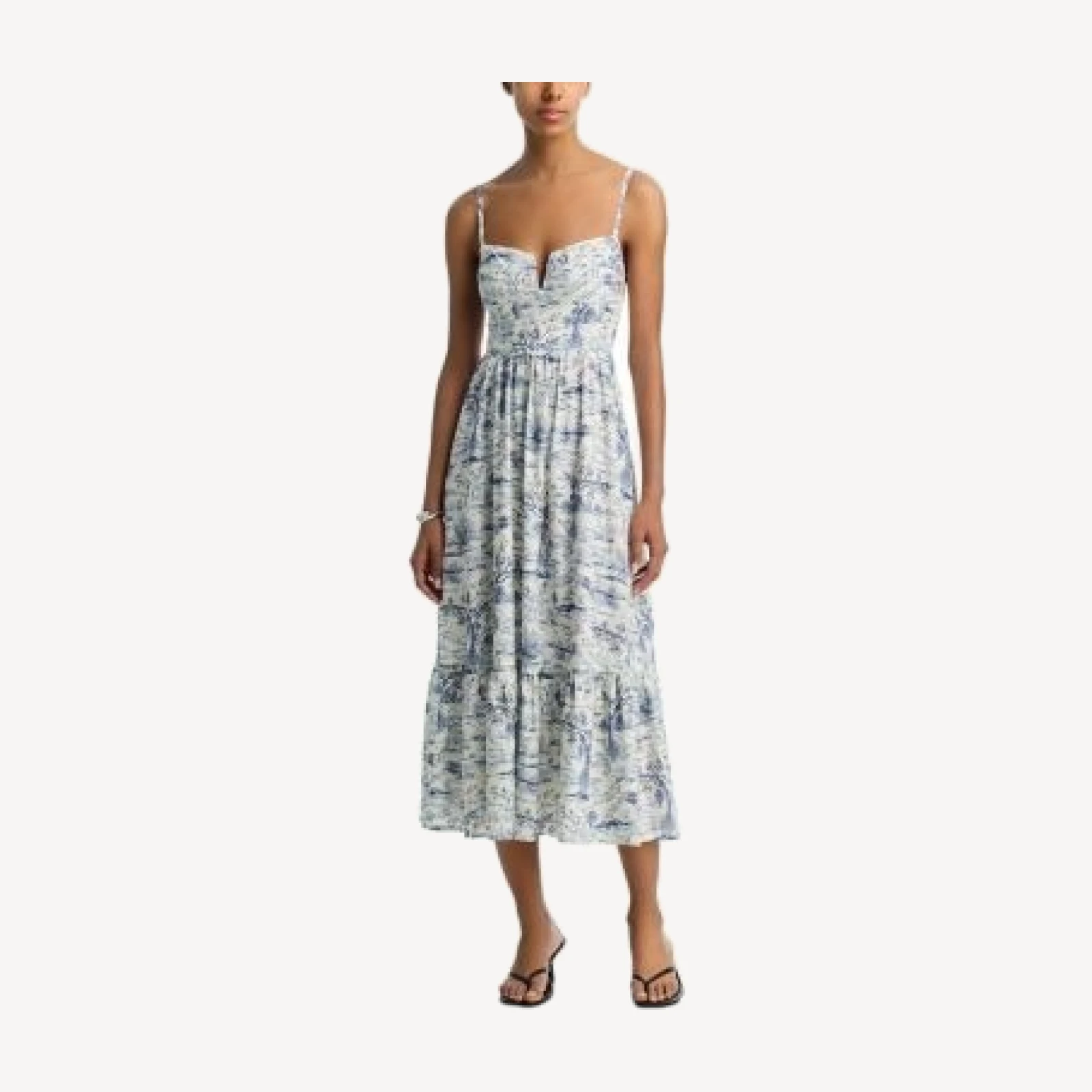 Aqua Toile Midi Dress - Exclusive