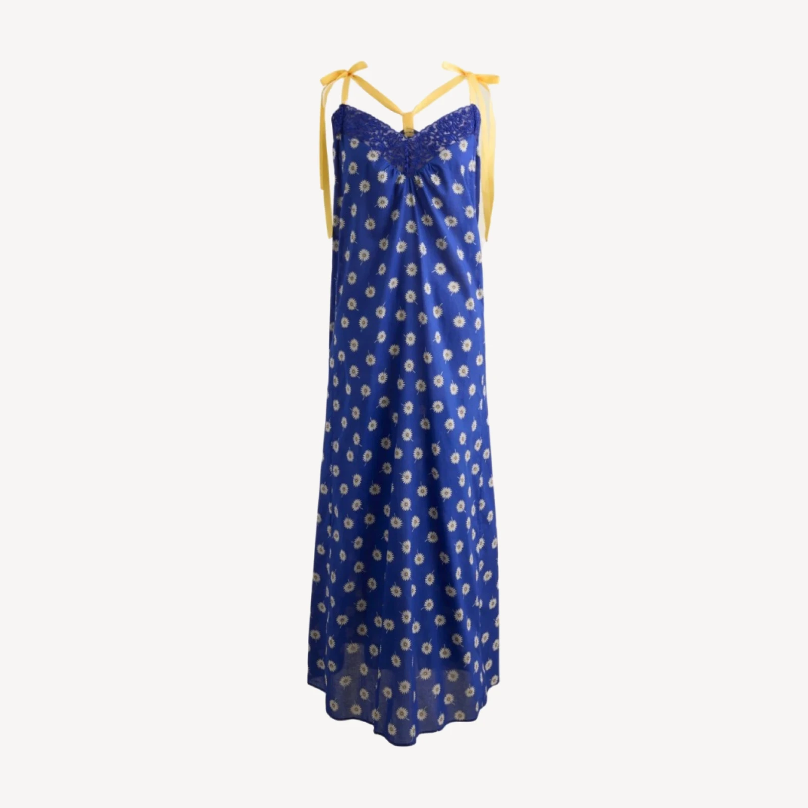 Cotton voile tie-shoulder maxi dress in daisy print