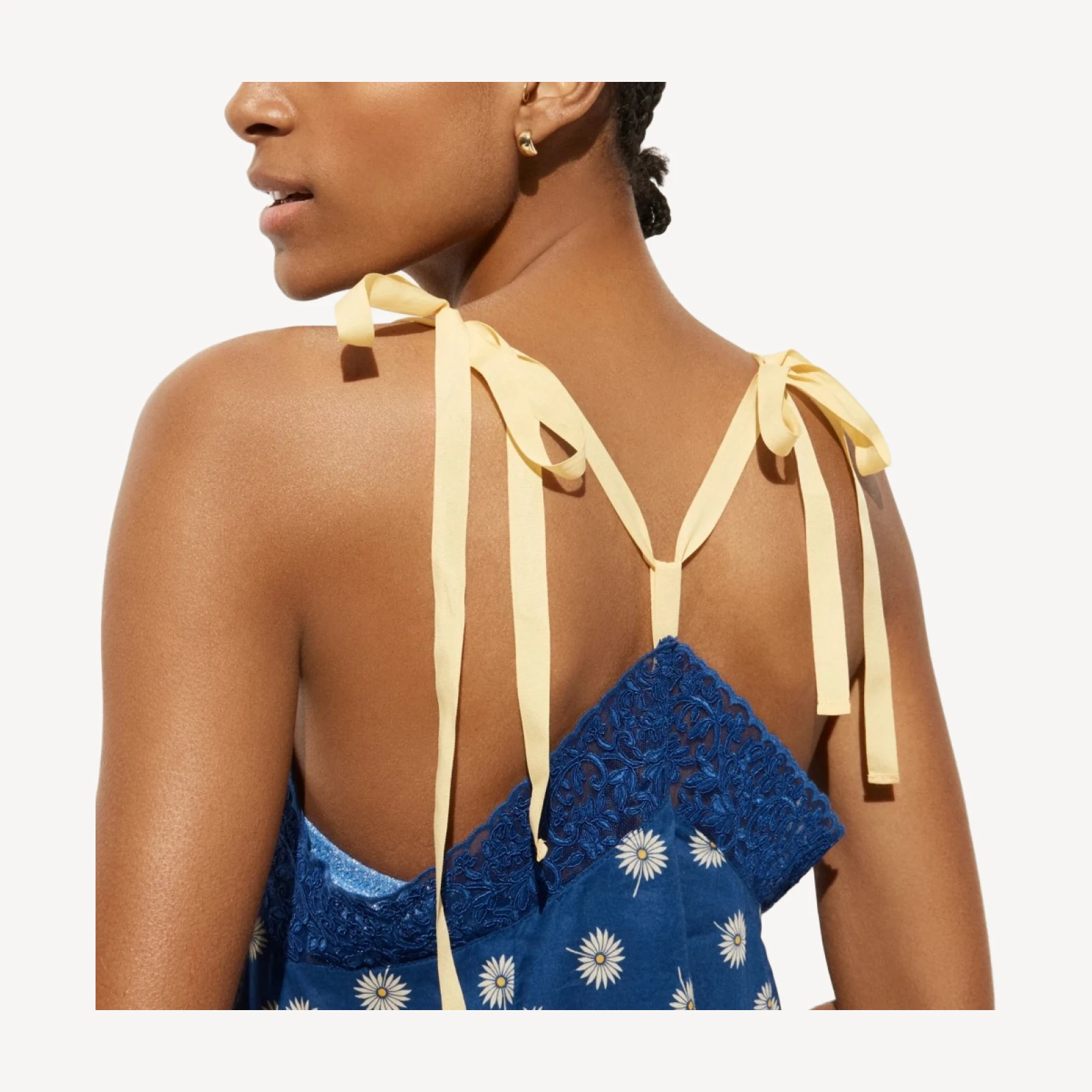Cotton voile tie-shoulder maxi dress in daisy print