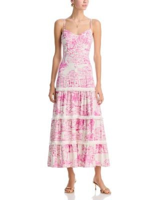 Aqua City Palm Scenic Print Dress - Exclusive