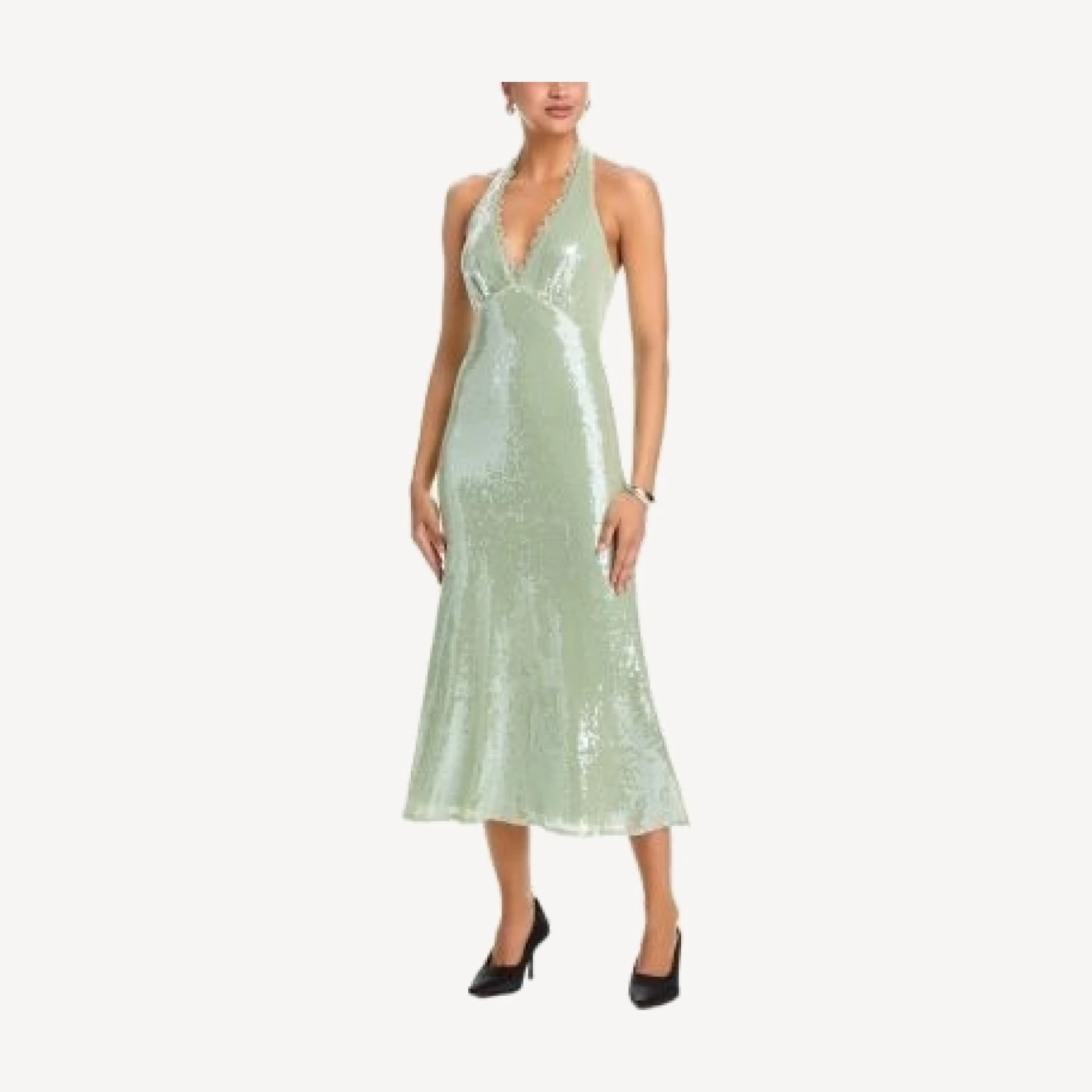 Aqua Sequin Halter Midi Dress - Exclusive