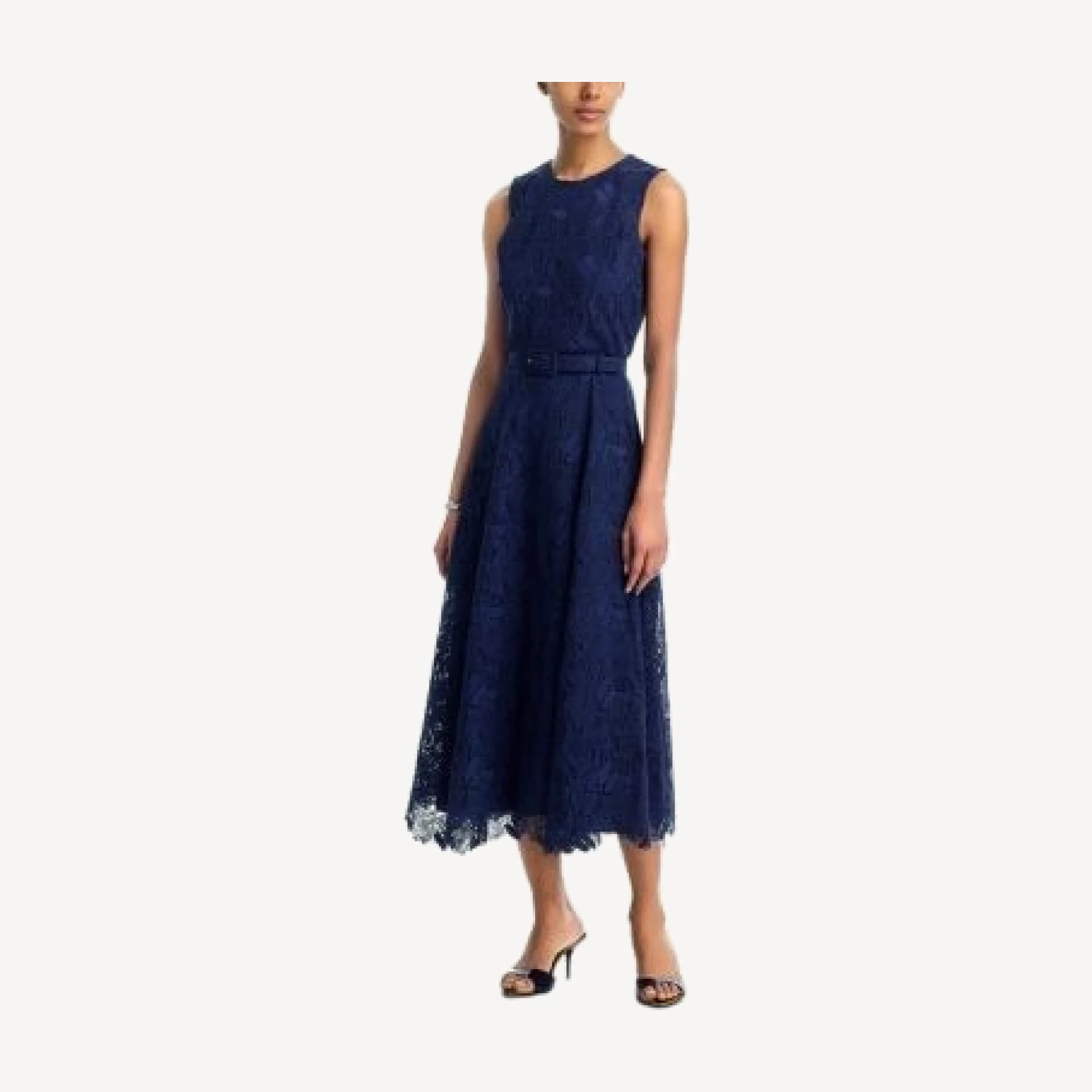Aqua Leaf Lace Sleeveless Midi Dress - Exclusive