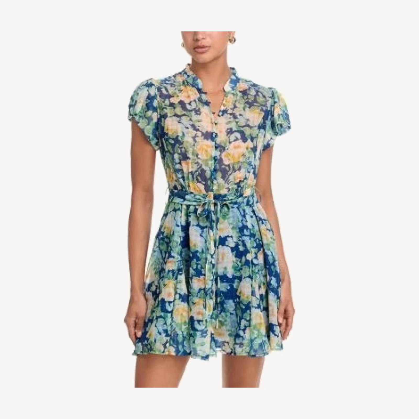 Aqua Floral Button Front Flutter Mini Dress - Exclusive