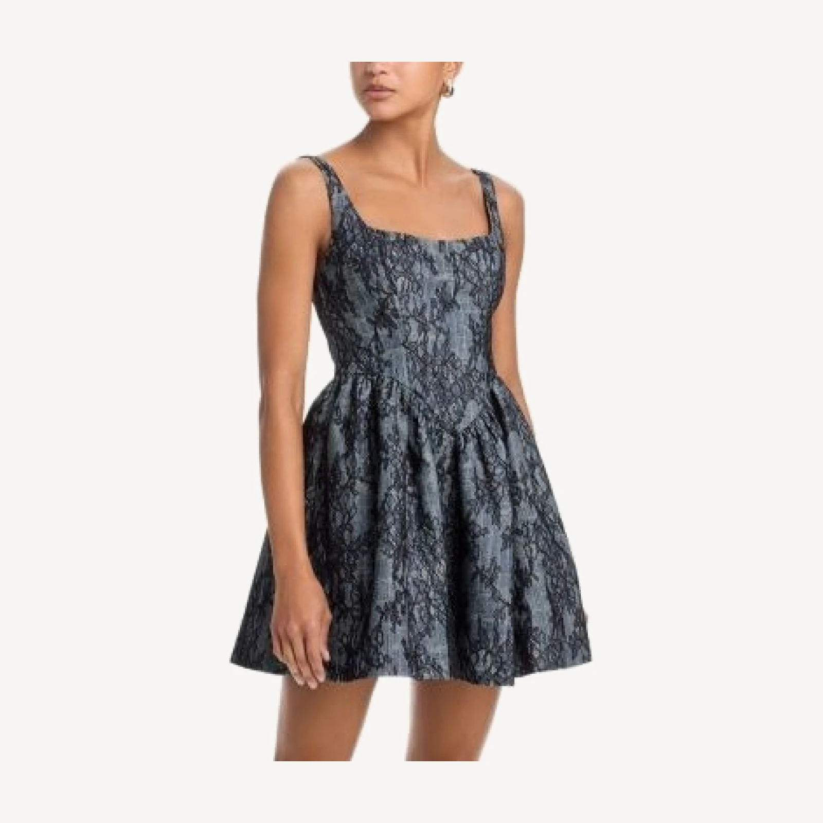 Aqua Denim Lace Tweed Mini Dress - Exclusive