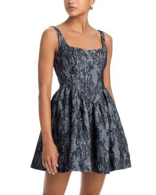 Aqua Denim Lace Tweed Mini Dress - Exclusive