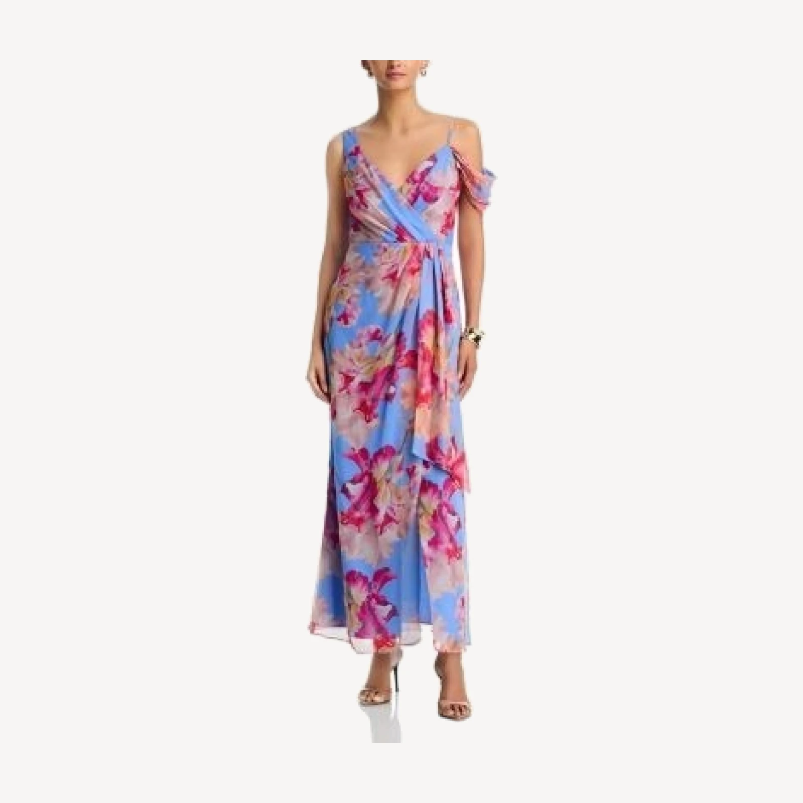 Aqua Floral Satin Burnout Maxi Dress - Exclusive
