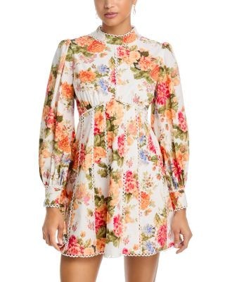 Aqua Floral Ric Rac Inset Mini Dress - Exclusive