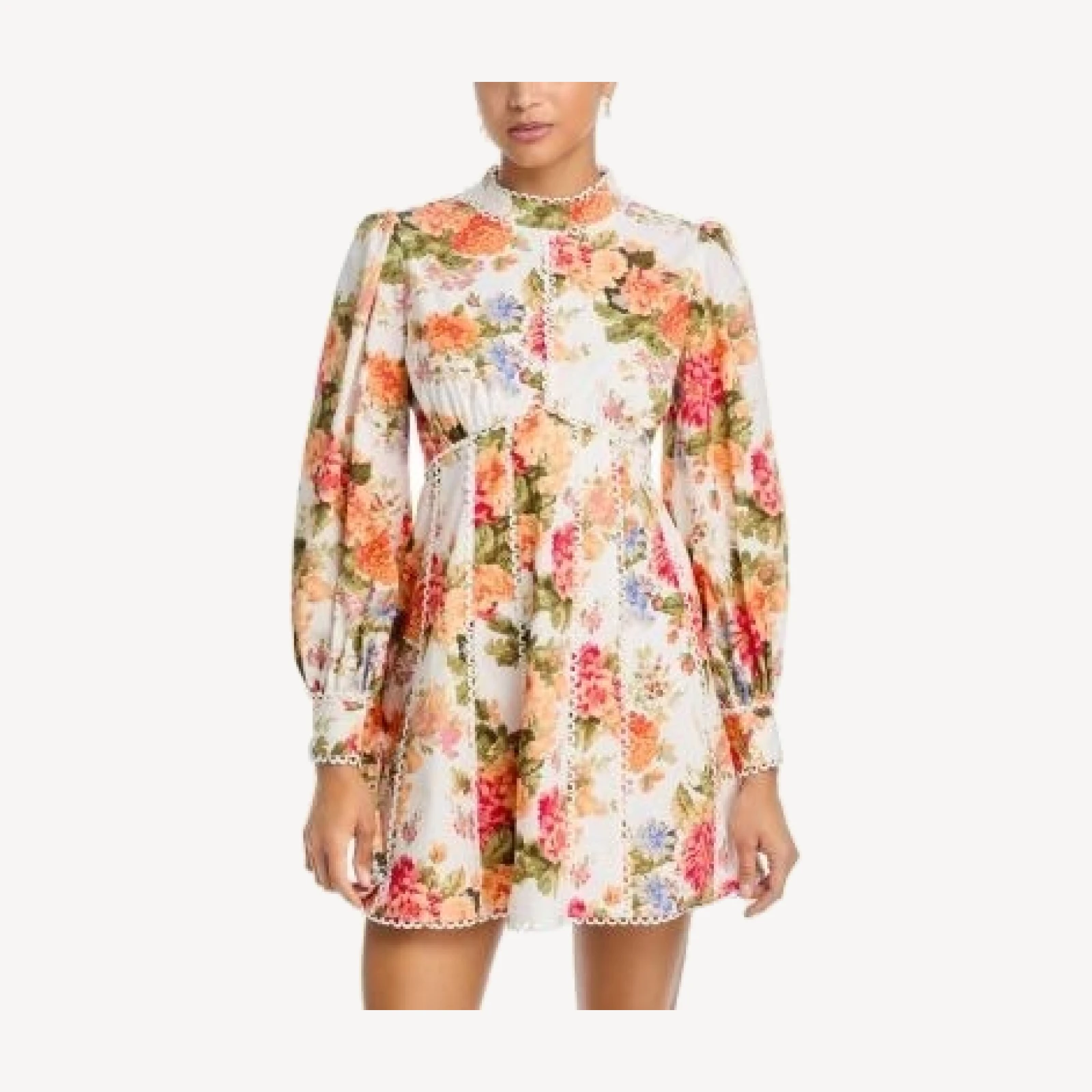 Aqua Floral Ric Rac Inset Mini Dress - Exclusive