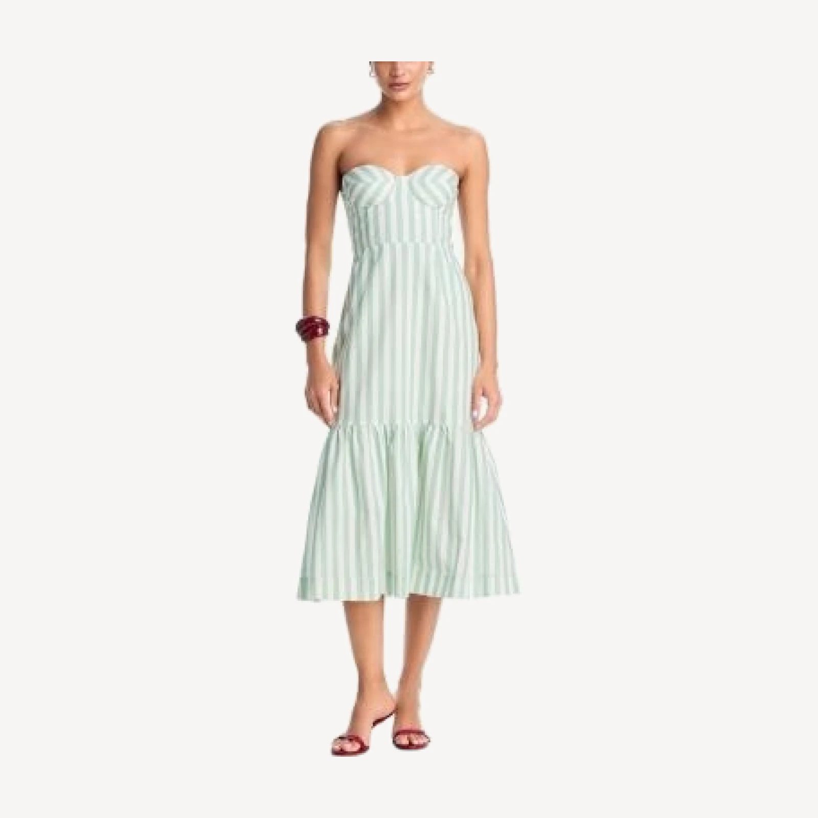 Aqua Stripe Bustier Midi Dress - Exclusive