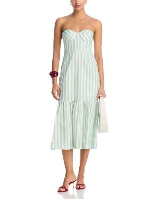 Aqua Stripe Bustier Midi Dress - Exclusive