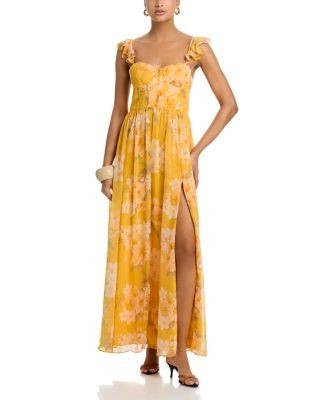 Aqua Floral Bustier Maxi Dress - Exclusive