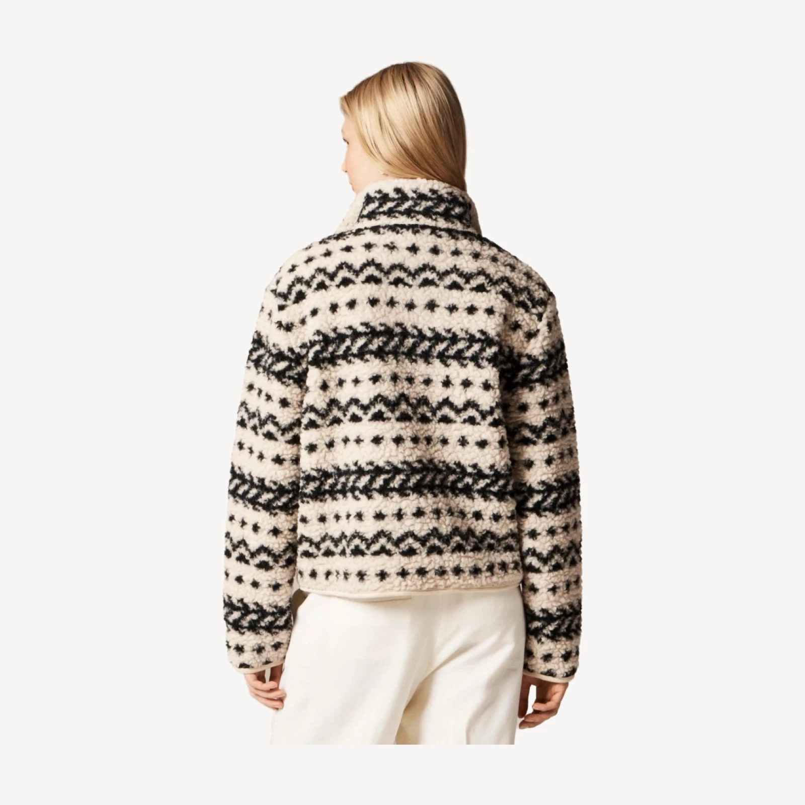 Sherpa fleece zip-up jacket in jacquard