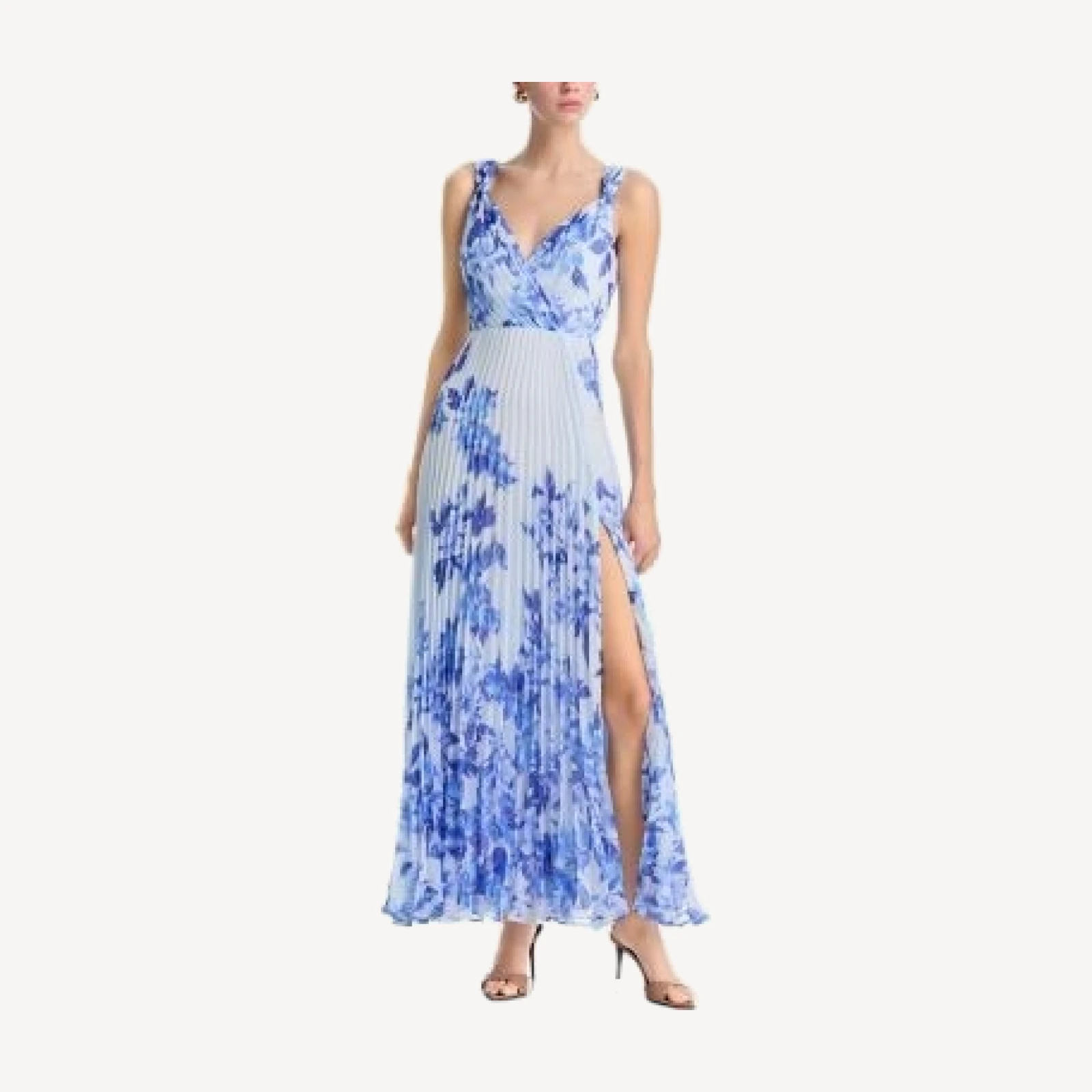 Aqua Pleated Floral Guest of Dress - Exclusive