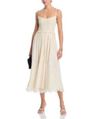 Aqua Lace Smocked Midi Dress - Exclusive