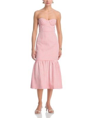 Aqua Gingham Strapless Dress - Exclusive