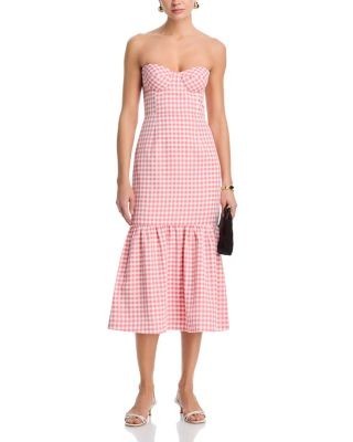 Aqua Gingham Strapless Dress - Exclusive