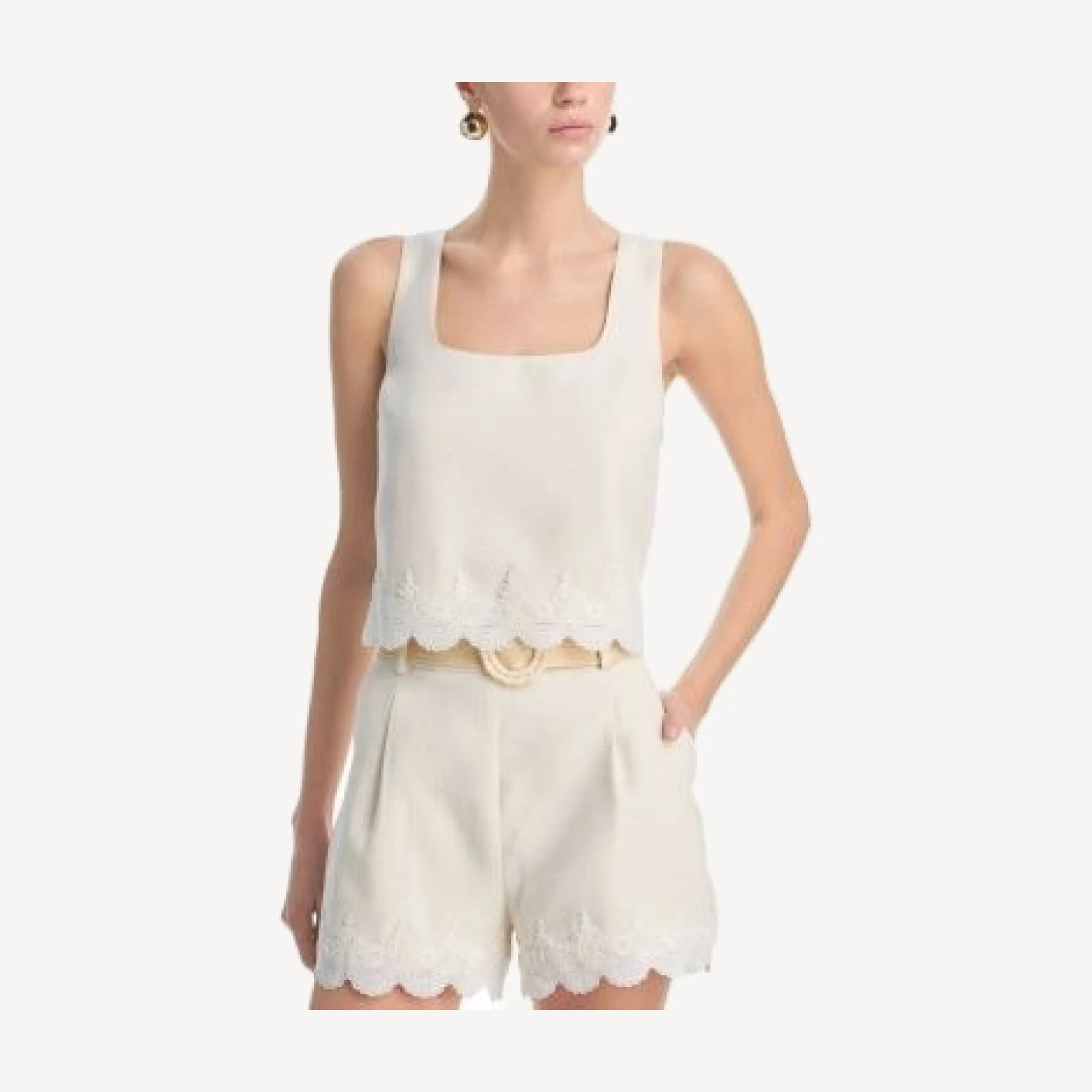 Aqua Lace Trim Tank Top - Exclusive