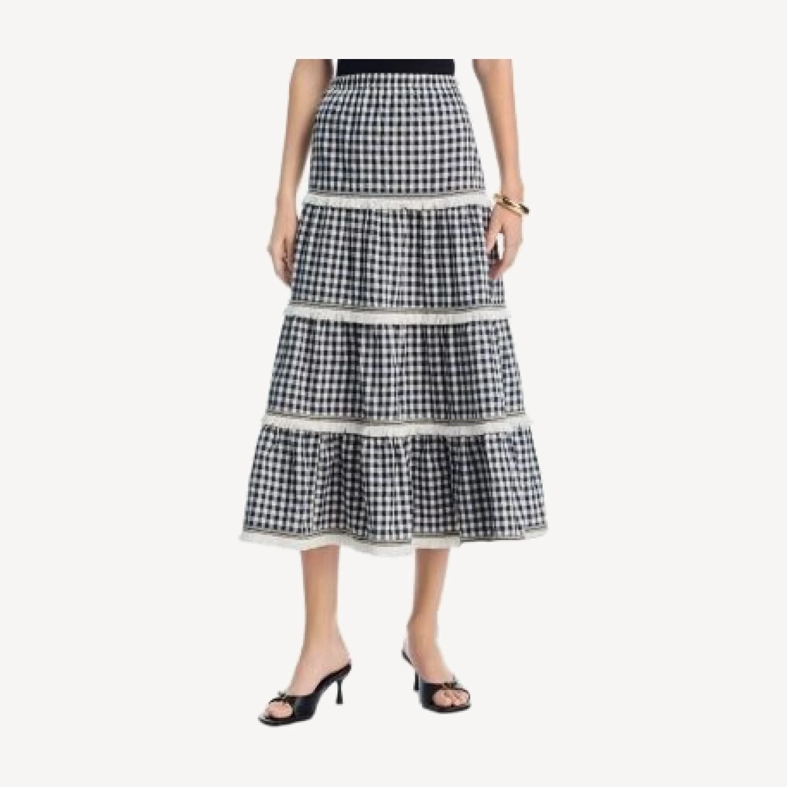 Aqua Gingham Midi Skirt - Exclusive