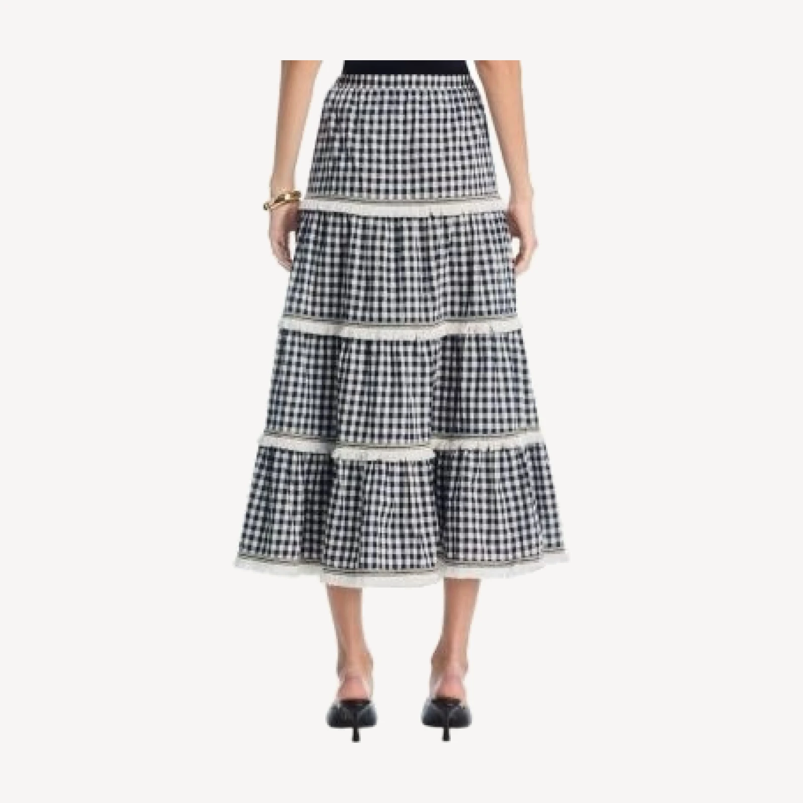 Aqua Gingham Midi Skirt - Exclusive