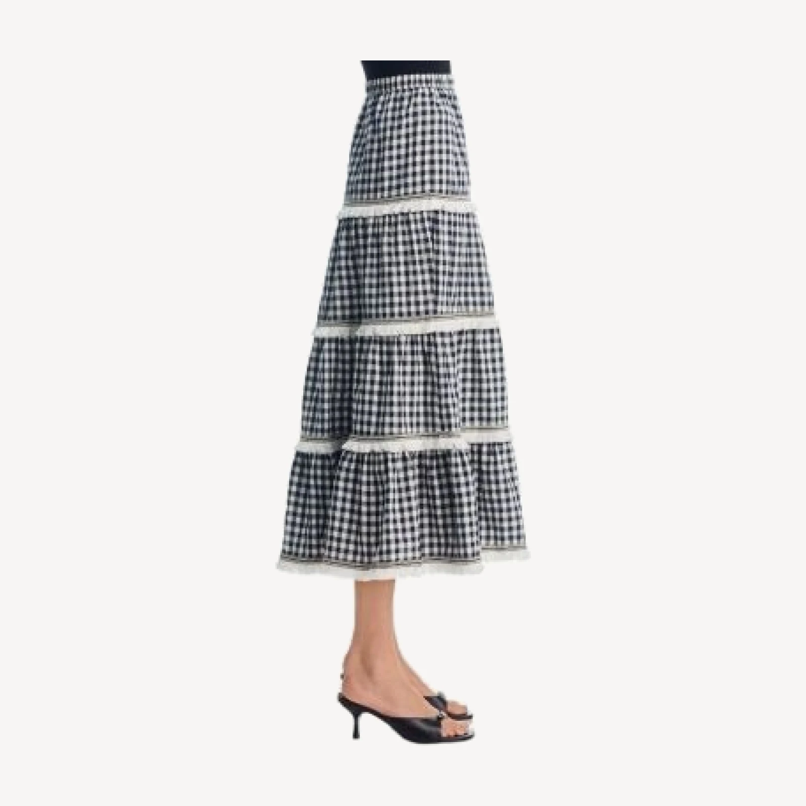 Aqua Gingham Midi Skirt - Exclusive