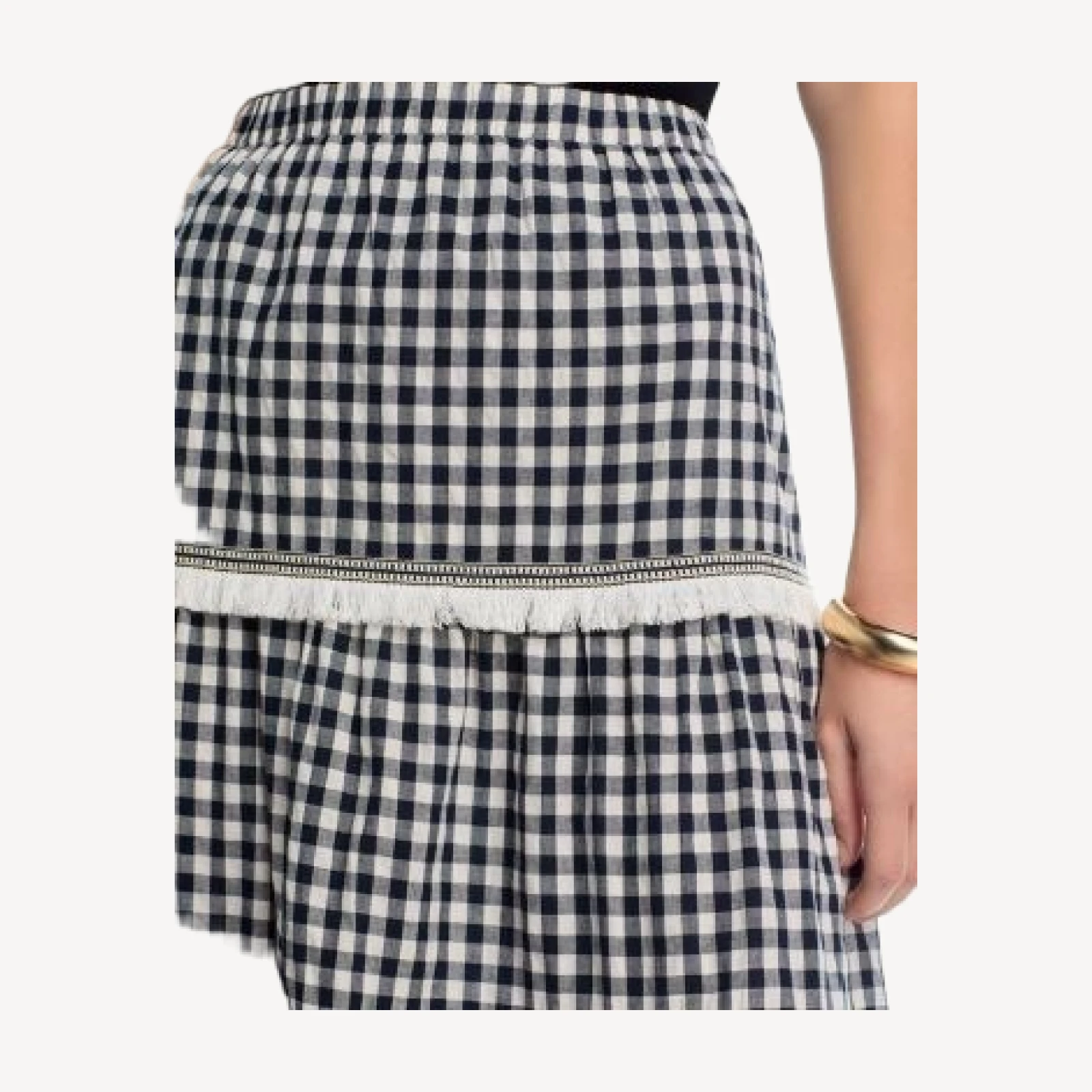 Aqua Gingham Midi Skirt - Exclusive