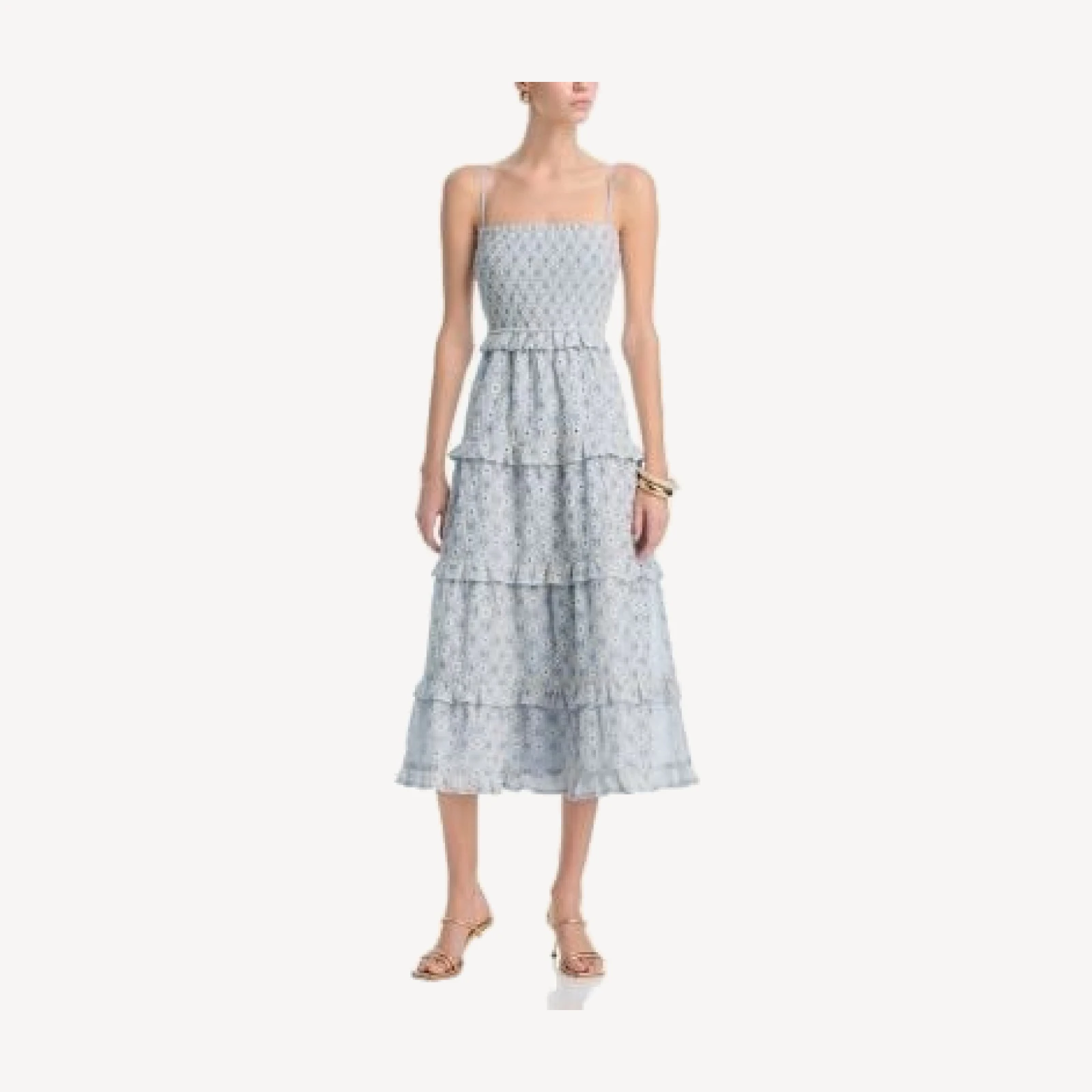 Aqua Embroidered Smocked Tier Midi Dress - Exclusive