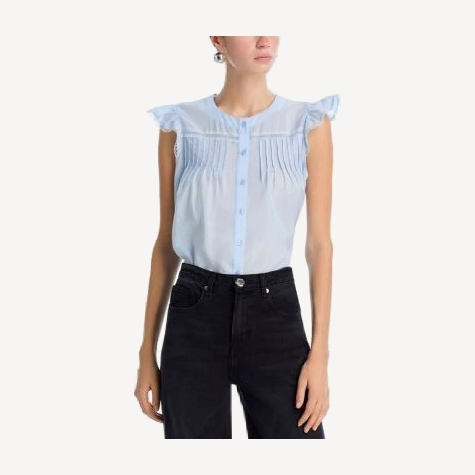 Aqua Pintuck Flutter Sleeve Top - Exclusive
