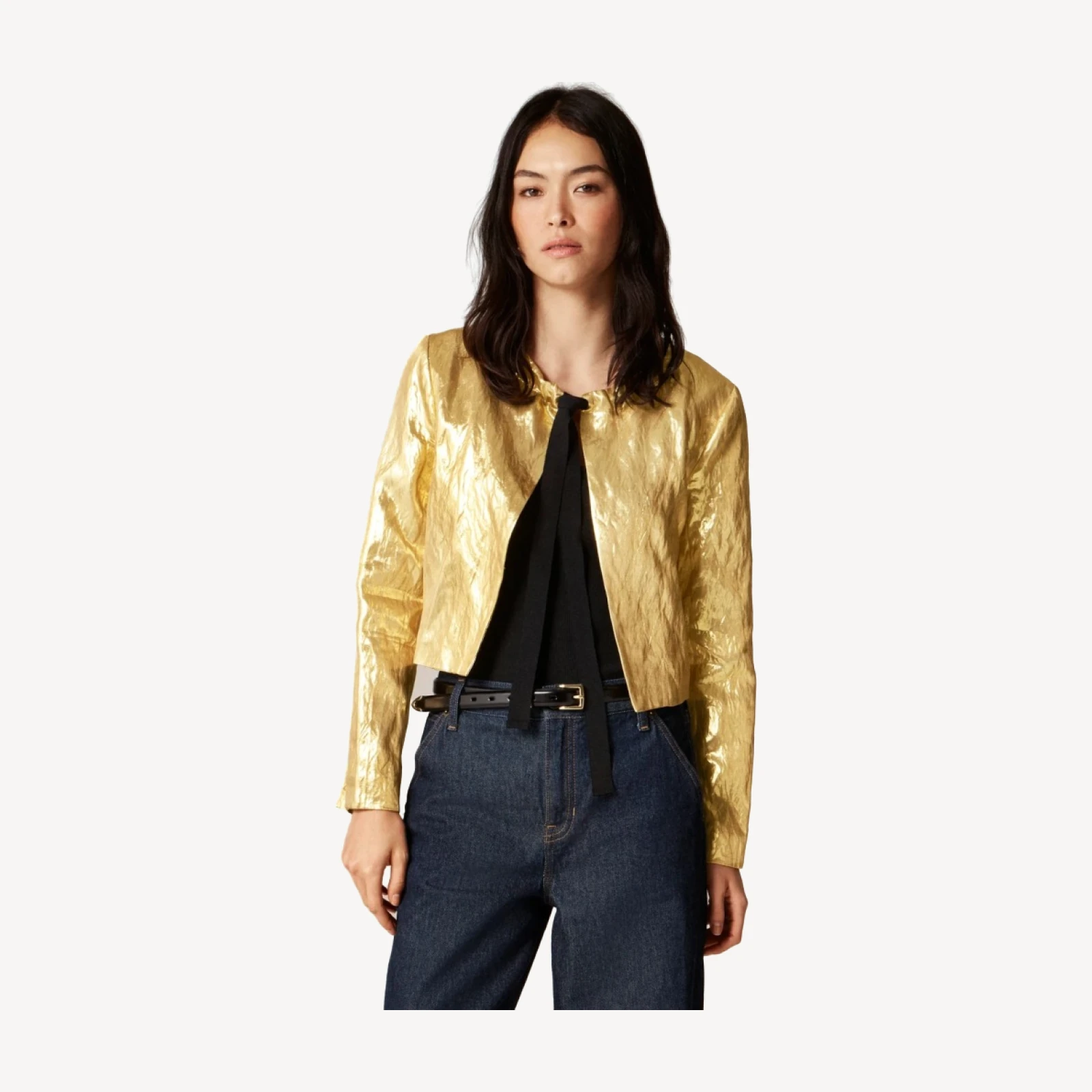 Collection lady jacket in crinkled lamé