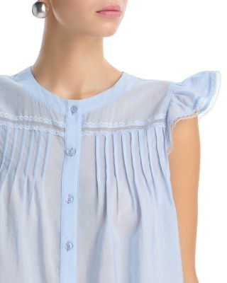 Aqua Pintuck Flutter Sleeve Top - Exclusive
