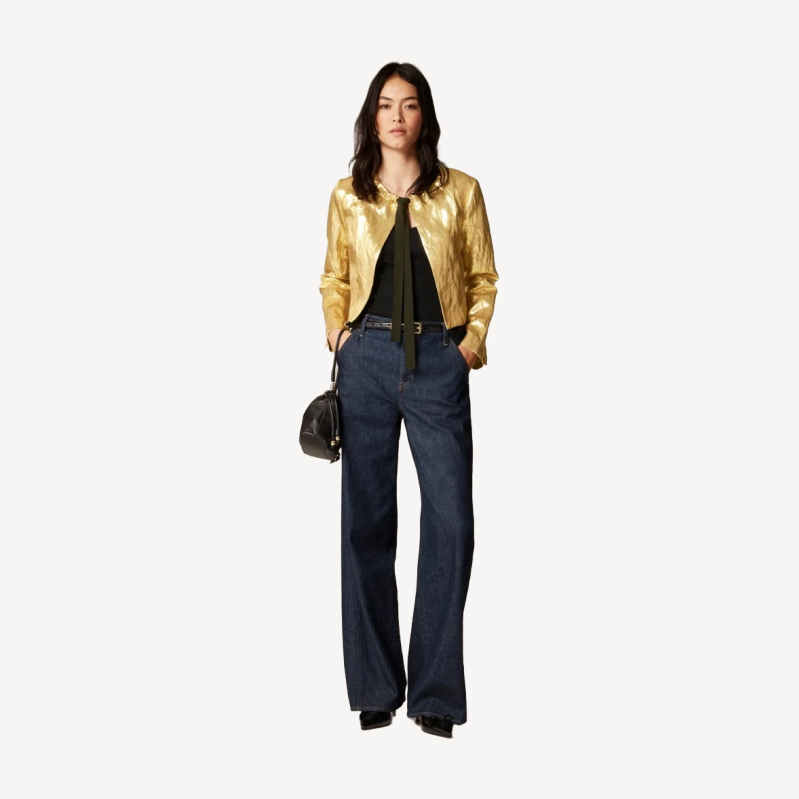Collection lady jacket in crinkled lamé