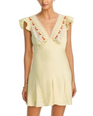 Aqua Lace And Embroidery Trim Dress - Exclusive