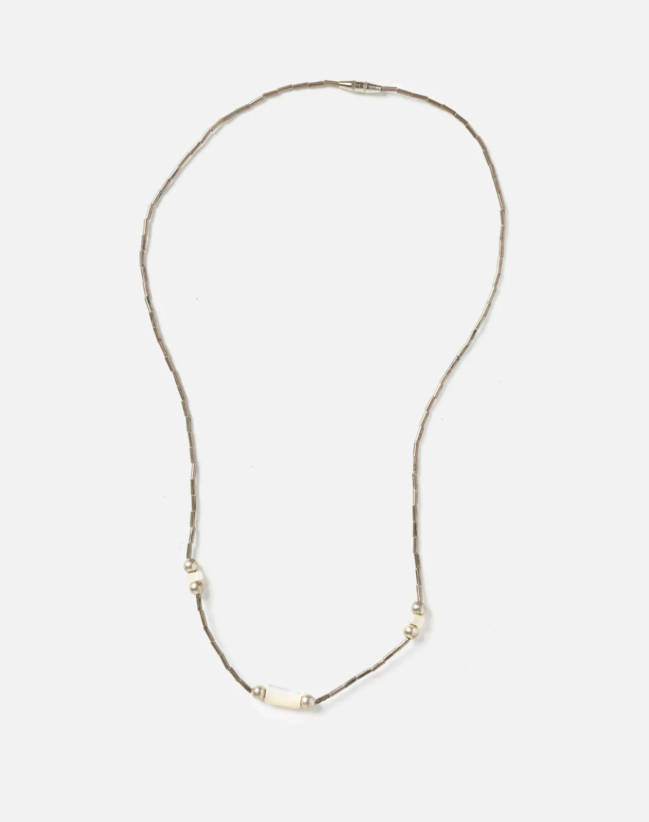 RE/DONE Vintage | 70s Silver Tone Mother Of Pearl Choker Necklace