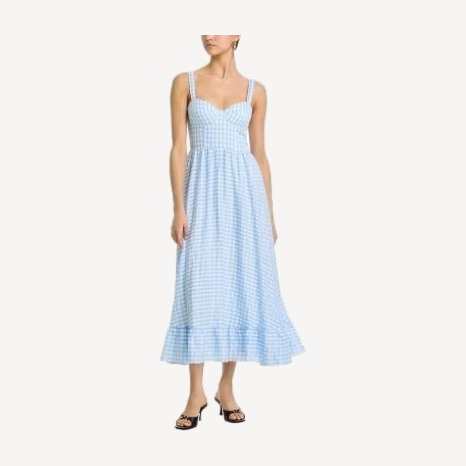 Aqua Gingham Bustier Midi Dress - Exclusive