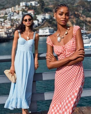 Aqua Gingham Midi Dress - Exclusive
