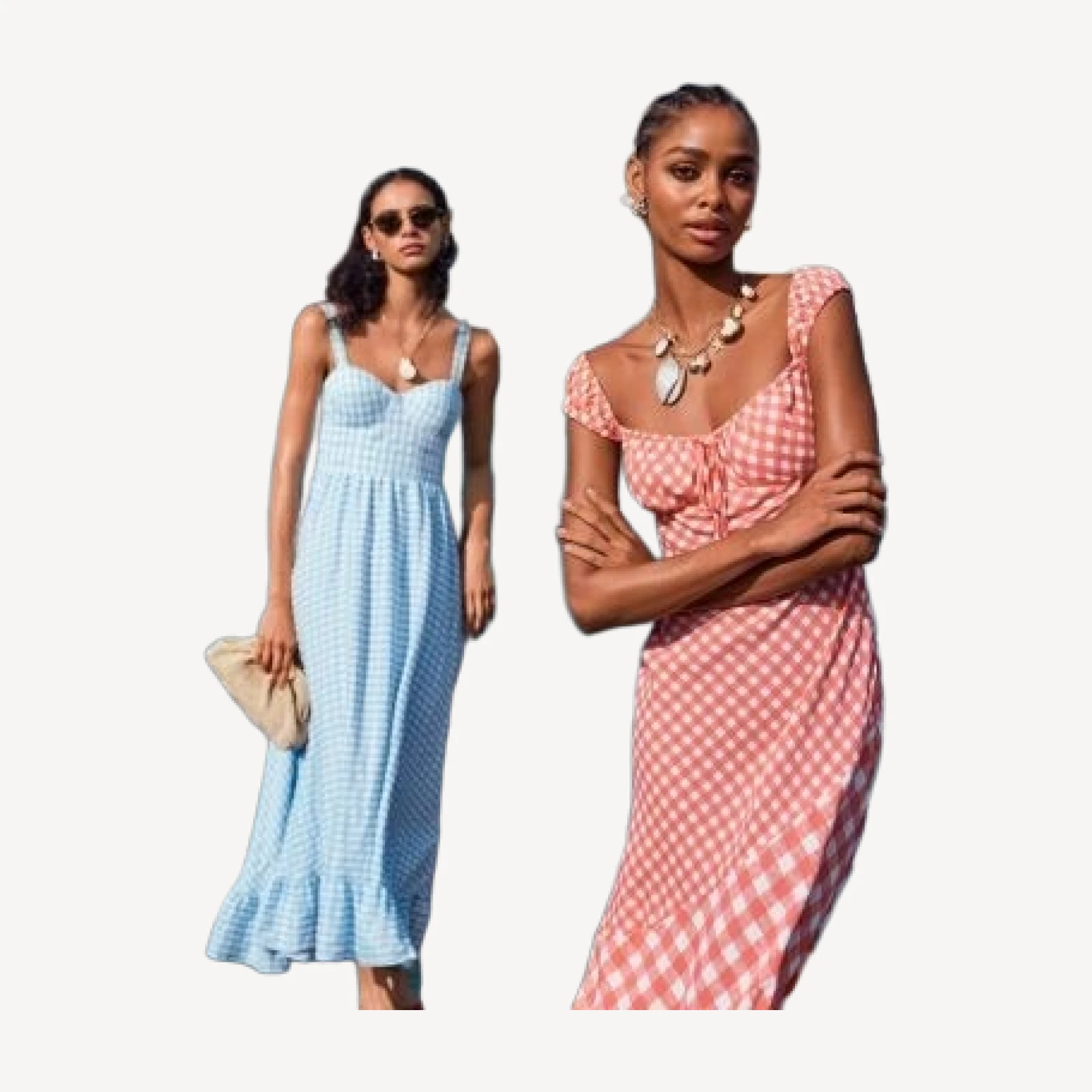 Aqua Gingham Midi Dress - Exclusive