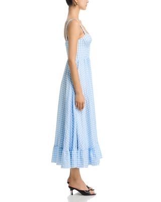 Aqua Gingham Bustier Midi Dress - Exclusive