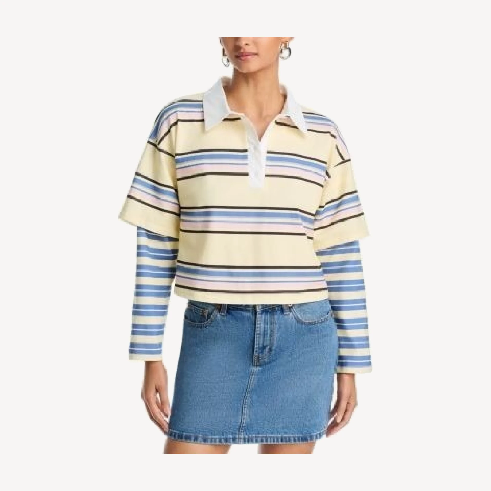 Aqua Multi Stripe Layered Long Sleeve Tee - Exclusive