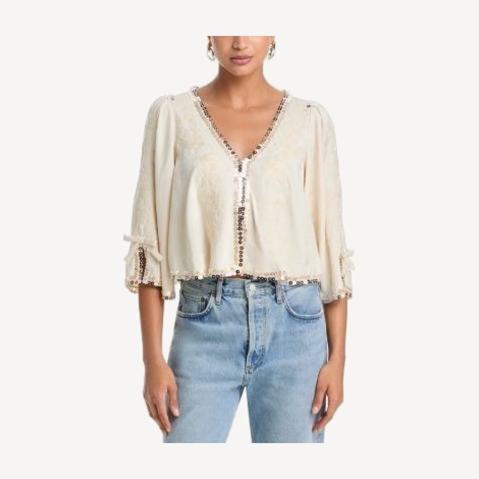 Aqua Sequinned Bed Jacket