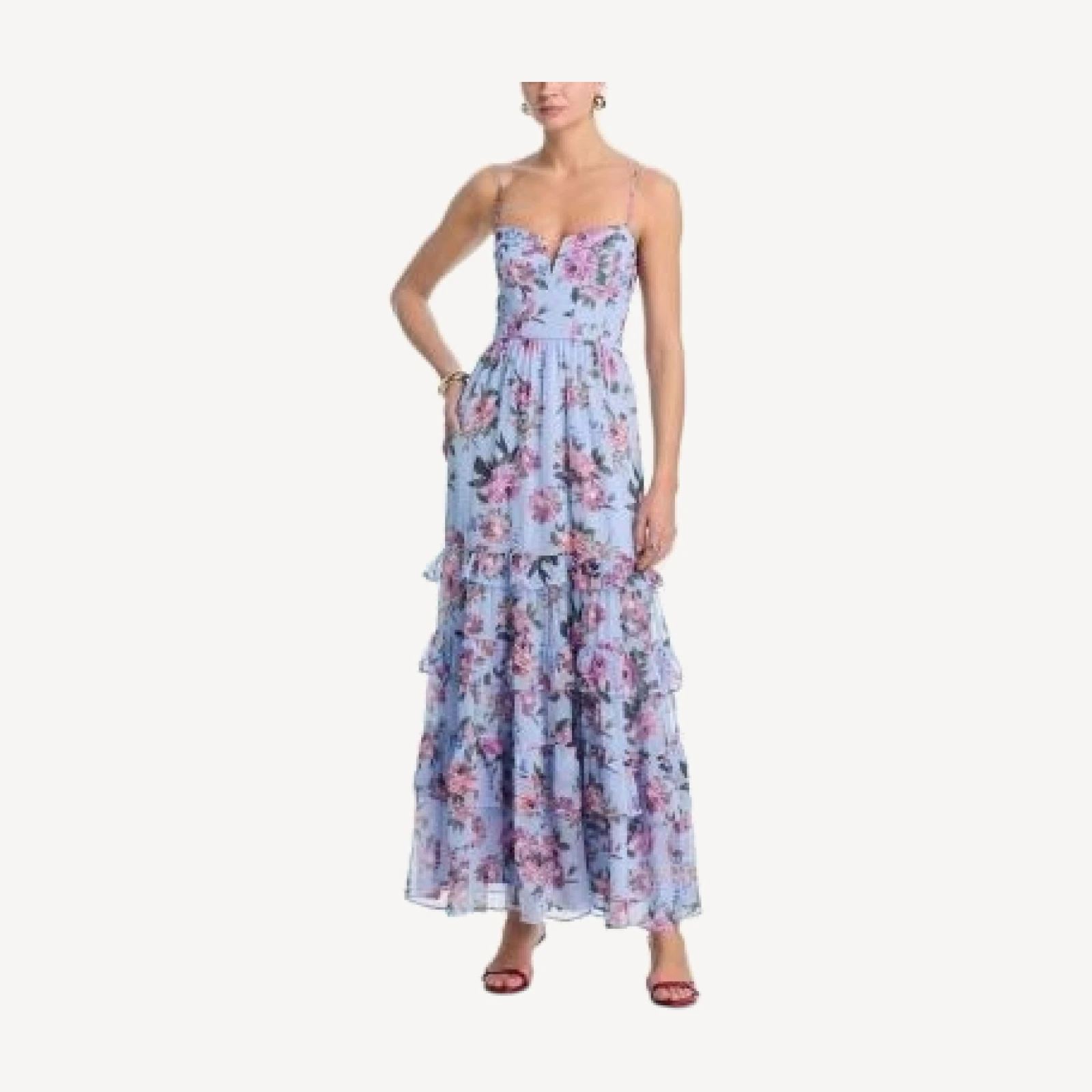 Aqua Mixed Floral Tier Maxi Dress - Exclusive