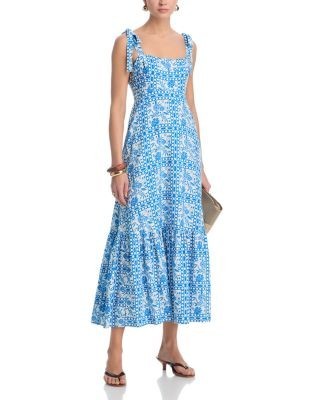 Aqua Tile Print Maxi Dress - Exclusive