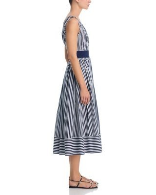 Aqua Stripe Popline Knit Tank Midi Dress - Exclusive