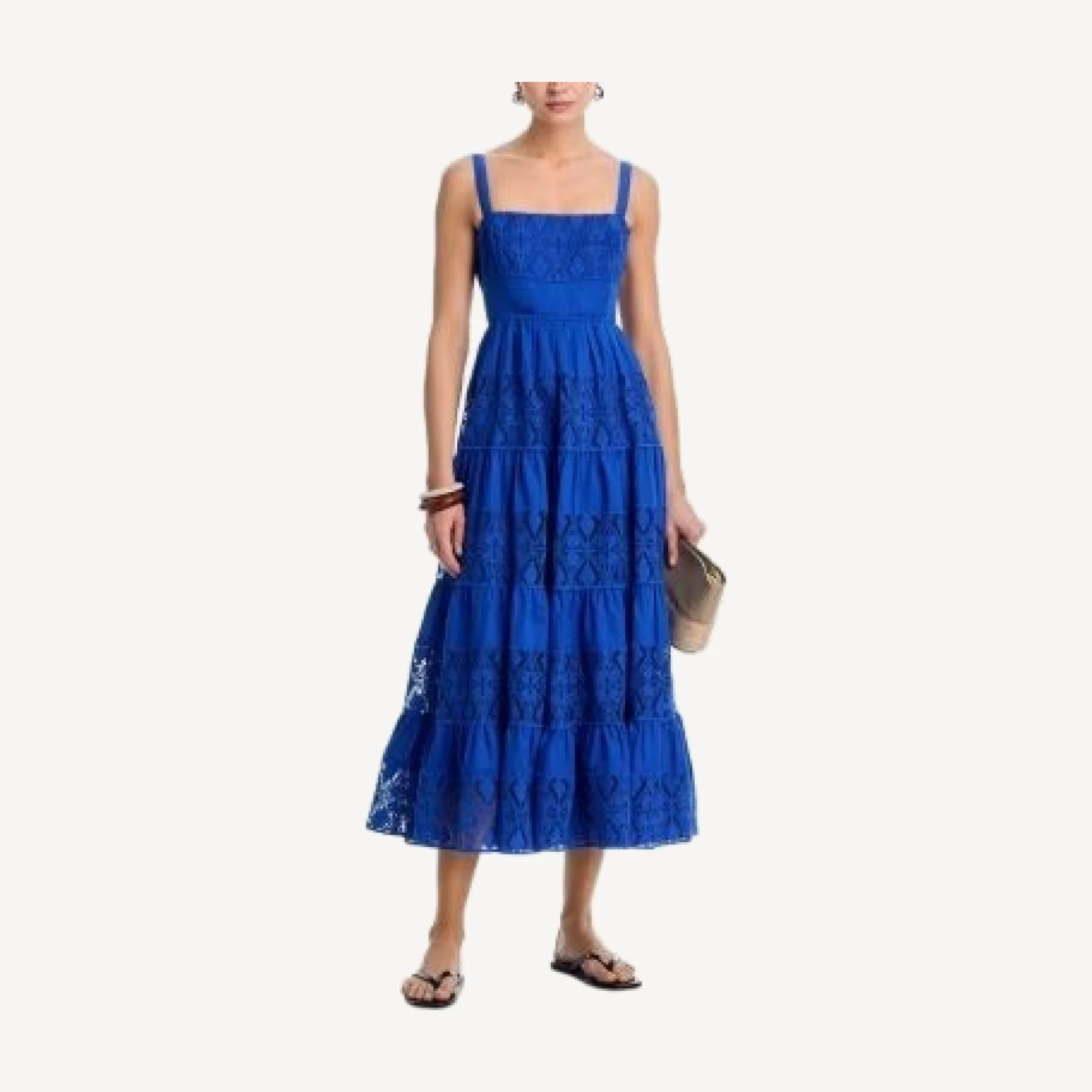 Aqua Lace Inset Tier Midi Dress - Exclusive