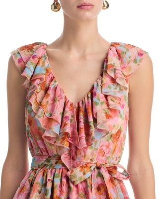 Aqua Floral Ruffle Mini Dress - Exclusive