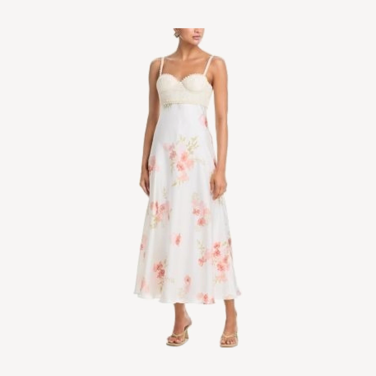 Aqua Sleeveless Floral and Lace Midi Dress - Exclusive